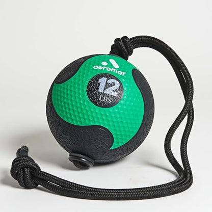 Aeromat Elite Power Rope Medicine Ball for Core Strength/Rotational Movements Training - style: 5.44 kg (Green)
