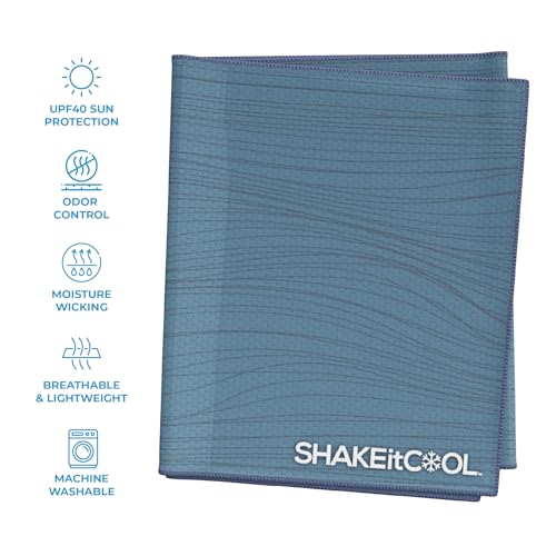 Extended Size Cooling Towel – Be Cool in Style - Heat Relief, Soft, Lightweight, Sun Protection, Easy Clean - Perfect for Biking, Hiking, Running, Yoga, Golf, Gardening - Steel Wave M - color: Steel Wave