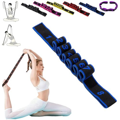 Fitness Resistance Band for Stretching and Yoga, Numbered Resistance Bands, 8 Loops Elastic Strap for Full Body Stretching Shaping, Progressive Flexibility Tool, Home Gym Gear - color: Blue
