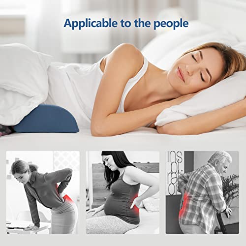 Cozyhealth Lumbar Support Pillow for Sleeping, Heated Lumbar Pillow with Graphene Heating for Lower Back Pain Relief, Memory Foam Lower Back Support Pillow Waist Cushion for Bed and Chair(Dark Blue)