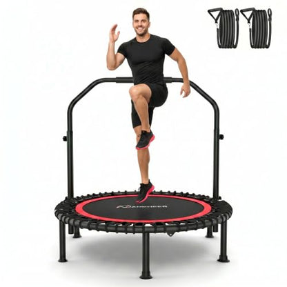ANCHEER Fitness Trampoline,40"/48" Bungee Rebounder with Adjustable Handle - color: 40-Red