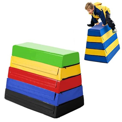 4-in-1 Foam Plyometric Jump Box, Foam Plyometric Jump Boxes, Soft Foam Vaulting Box for Kindergarten Gymnastics Kids, Agility Training Gymnastics Training, Multicolor - size: 100x60x70cm