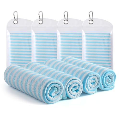 RDEKISS 4 Pack Cooling Towels for Hot Weather (40"x12"), Ice Cool Neck Towel, Soft Breathable Microfiber for Gym, Sport, Running, Yoga, Workout - Blue - color: Blue