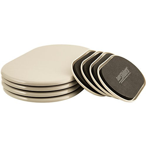 Super Sliders Reusable Furniture Slider Movers for Carpet– Quickly and Easily Move Any Item, 9-1/2” x 5-3/4” Large and 3-1/2” x 6” Small Combo Pack (8 Pieces)