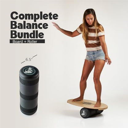 The Original Indo Board - Balance Board Trainer for Core Strength, Stability & Athletic Performance - Surfing, Skateboarding, Snowboarding, Yoga, Physical Therapy & More. Includes Board and Roller.