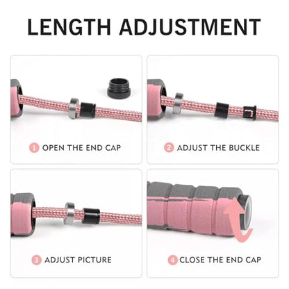 Jump Rope Cotton Adjustable Skipping Weighted jumprope for Women，Adult and Children Athletic Fitness Exercise Jumping Rope (Pink)