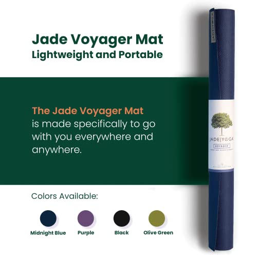 JadeYoga Voyager Yoga Mat - Lightweight & Portable Rubber Yoga Mat - Non-Slip Exercise Mat for Women & Men - Great for Yoga, Home Workout, Gym Fitness, Pilates, Stretching, and More