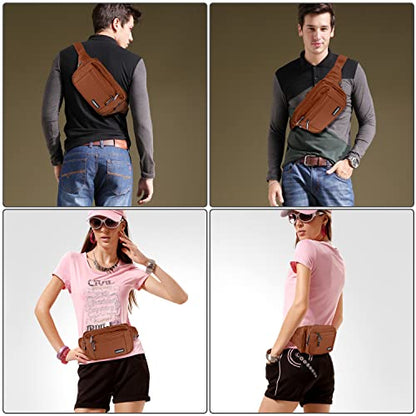 CXWMZY Fanny Packs For Women & Men Waist Pack Hip Bum Bag with Multi-Pockets Large Capacity Waterproof Casual Bum Bag for Disney Traveling Casual Cycling Running Hiking (Brown1) - color: Brown1