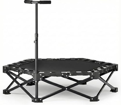 Foldable Trampoline, Fitness Rebounder Trampoline with 5-Level Adjustable Foam Handle, Quiet and Stable Exercise Trampoline for Kids Adults, Indoor/Outdoor Mini Trampoline