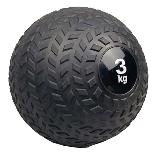 Medicine Ball Black Wall Ball, Slam Ball Weighted Ball Core Muscle Cardio Workout - Easy to Grip Tread - Heavy Duty PVC Shell (Size : 3kg/6.6lb) - size: 3kg/6.6lb