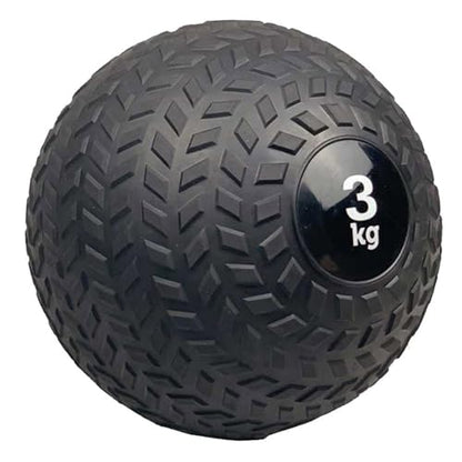 Medicine Ball Black Wall Ball, Slam Ball Weighted Ball Core Muscle Cardio Workout - Easy to Grip Tread - Heavy Duty PVC Shell (Size : 3kg/6.6lb) - size: 3kg/6.6lb