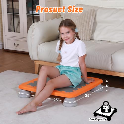 Mini Trampoline for Kids, 25 Inch Sensory Trampoline Bouncing Board with Non-Slip Base - color: Orange