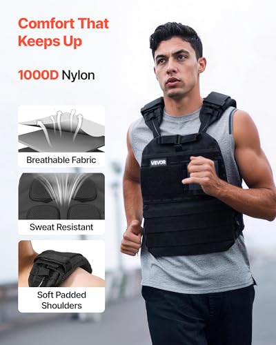 VEVOR Adjustable Weighted Vest, 4-10lbs/20-32lbs/24-40lbs/40lbs Comfortable X-Shape Body Weight Vest Set with 6/8 Weight Packs and Reflective Stripe, for Men Women, Workout Equipment for Strength Training Running Jogging - size: 40 lbs