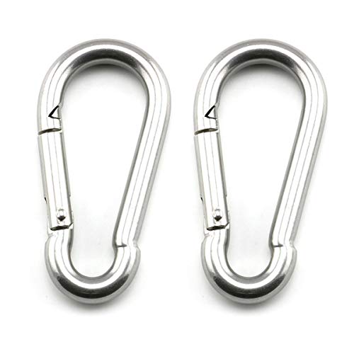 heyous 2 Set M8 Suspension Ceiling Wall Mount U Hook Anchor Hanger Stainless Steel Heavy Duty Multi Purpose Hammock Swing Ceiling Hook Round Base Plate with Snap Hook