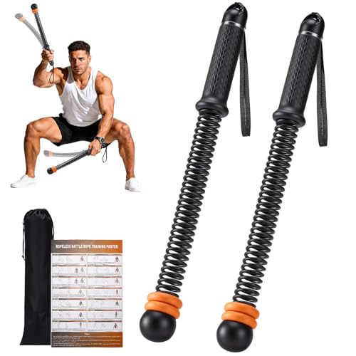Ropeless Battle Ropes with Weighted Springs, Portable Cordless Battle Ropes for Home Gym, Adjustable Resistance Full-Body Workout Equipment for HIIT, Strength Building, and Low-Impact Aerobic Training