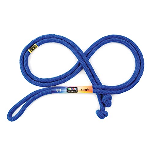 Just Jump It 8' Foot Single Jump Rope for Kids Women and Men - Active Outdoor Youth Fitness Excersing Equipment - Braided Nylon Gym Accessories - color: Blue