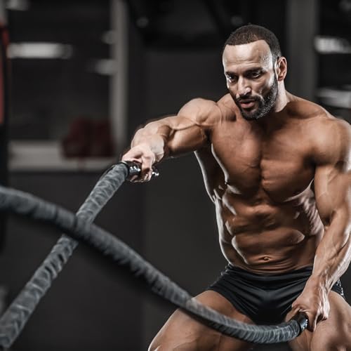 Battle Ropes Black Workout Rope 1 inch Battle Ropes for Home Gym 30ft Exercise Ropes for Working Out Heavy Ropes for Exercise Training Weighted Rope Weighted Workout Rope Battle Rope - style: 1 inch black