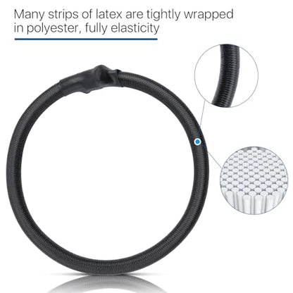 20Pcs Trampoline Replacement Bungee Cords, Black Elastic Trampoline Ropes with Mounting Tool for Repair, Safety Round Trampoline Repair Kit Universal Fit for Most Trampolines