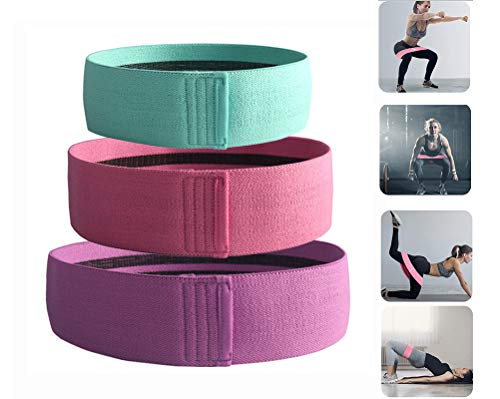 Fabric Resistance Loop Exercise Bands, Non Rolling Exercise Set of 3 Booty Bands Wide Workout Bands 3 Set, Booty Bands for Women & Men
