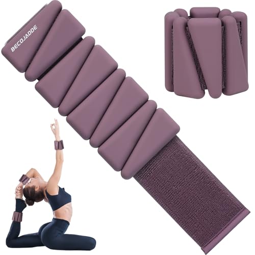 BECOJADDE Ankle Weights Set of 2 (1 lb/2 lb/3 lb Each) Adjustable Wrist Weights for Women Men Wearable Arm Leg Weight for Pilates, Running, Walking, Workout, Yoga - color: Deep Plum, size: 4 Lb Pair (2 Lb Each)