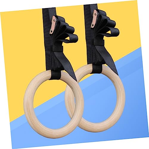 Wooden Gymnastics Rings with Adjustable Straps Exercise Rings for Bodyweight Training Full-Body Strength Workouts Fitness Equipment for Home Gym