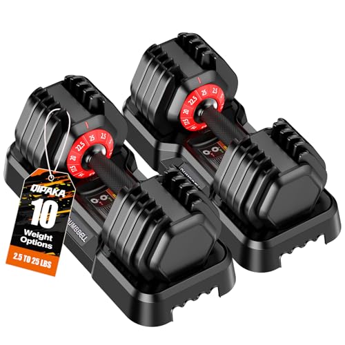 Adjustable Dumbbells Set, All in One Free Weights Dumbbells Set, 25/55/52.5lbs Weights Set with Anti-Slip Handle, 1 Sec Adjust Exercise & Fitness Equipment for Home Gym Strength Training
