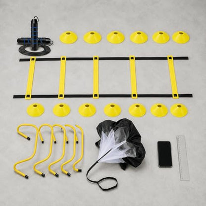 Qianly Professional Agility Ladder for Team, Soccer Training Equipment Set, Yellow Agility Ladder Cones, Portable Speed Agility Training Set
