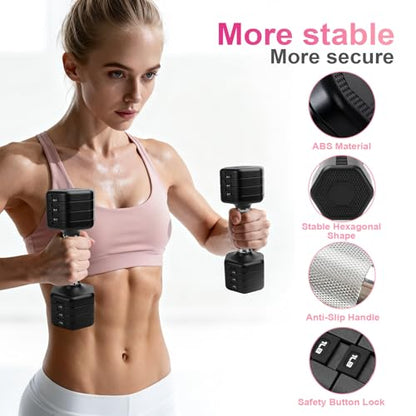 Adjustable Dumbbell Set of 2, Total 20 LB Pair (4,6,8,10 LB) - color: Black