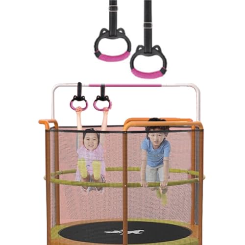 Gymnastics Rings Set for Kids, Professional Children's Trapeze Bar Pull Up Rings with Straps Playground Home Gym Ring with Drawstring Bag for Physical Training