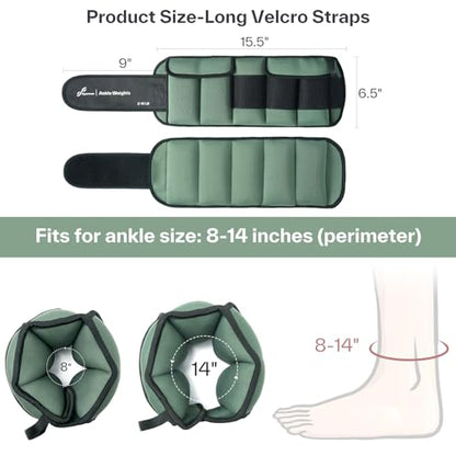 Sportneer 20lbs/Pair Adjustable Ankle Weights for Women & Men - color: Olive