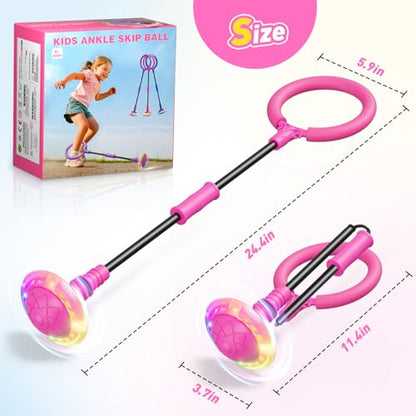 HopeRock Skip Ball Toy for Girls Ages 6-10,Girl Birthday Gifts,3 Fun Modes,Flashing Light-Up Wheel,LED Digital Counter,Replaceable Battery,Girl Birthday Gifts for Age 6-10+ - color: Pink