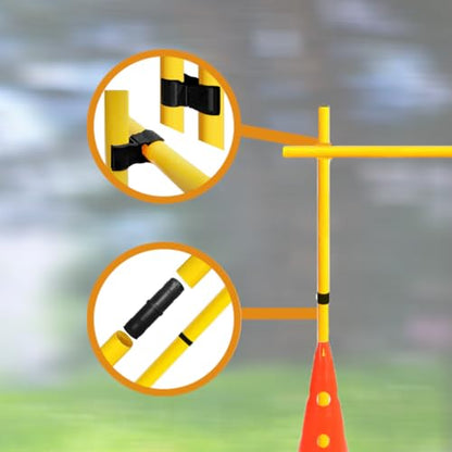 Agility Poles and Hurdles Set Detachable Speed Training Poles Set 8 Training Cones and 12 Agility Poles