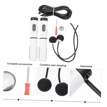 POPETPOP Smart Cordless Jump Rope with Digital Counter, Indoor Ropeless Skipping Rope with Weighted Handle and Steel Wire Ball, Fitness Workout Equipment for Home Exercise and Weight Loss