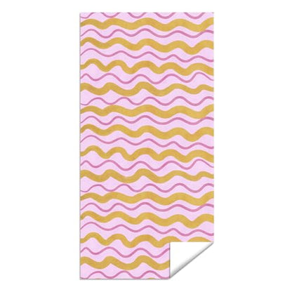 Microfiber Beach Towel Sand Free Quick Dry Oversized Modern Wavy Striped Retro Pink Gold Magenta Pattern for Adults Pool Travel Gym Camping 71 x 32 Inches 1 Pcs - color: Wavy