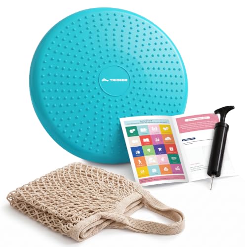 Trideer Wobble Cushion Core Balance Disc, Flexible Seating for Classroom Elementary, Wiggle Seat for Sensory Kids, Balance Pad with Inflation Pump - color: 34CM Turquoise Blue