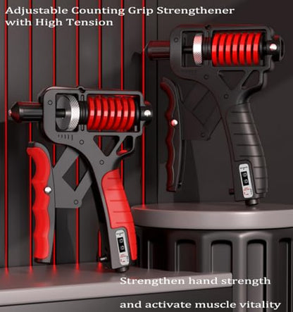 Grip Strength Trainer, Adjustable 10–360 lbs | Digital Counter,Alloy Frame,TPR Non-Slip Handles
