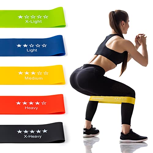 Honmein Resistance Bands for Working Out, Exercise Bands with 5 Resistance Levels Fit for Home Fitness, Strength Training, Natural Latex Resistance Band Include Instruction Guide and Carry Bag