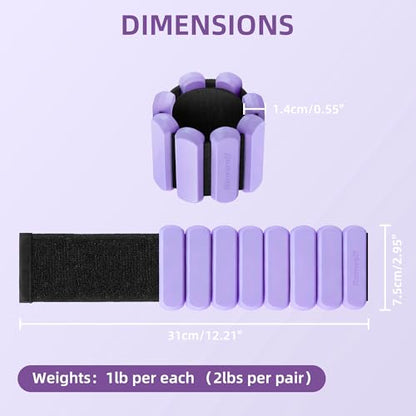 Wrist Ankle Weights for Women Men Workouts, 2lbs per Pair - color: Purple