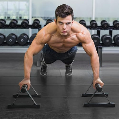 Wood push up bars Parallettes bars Anti-slip Handstand Bars for Calisthenics, Fitness, Floor workouts Solid Wood with Sturdy Metal Bracket, Support 500 lbs
