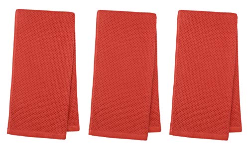 Mia'sDream Cotton Hand Towels,13”x28”, 3 Pack, Brick Red Bath Towels Set | Soft and Absorbent, Waffle Weave, Multi-Purpose Hand Towels for Bathroom,Kitchen,Gym | Cotton Dish Towels For Kitchen Drying