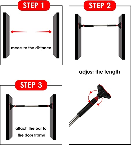 Pull Up Bar no Screws,Doorway Chin Up Bar for Home Gym Adjustable to Width with a Width of 43-54 Inches with Large Anti-Slip Mat and Safety Lock, Max Support for 330 lbs OT160 - size: 75-92cm(29.5-36.2in)