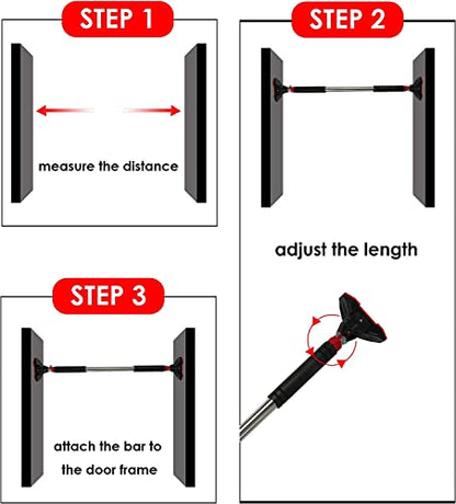 Pull Up Bar no Screws,Doorway Chin Up Bar for Home Gym Adjustable to Width with a Width of 43-54 Inches with Large Anti-Slip Mat and Safety Lock, Max Support for 330 lbs OT160 - size: 110-138cm(43.3-54.3in)