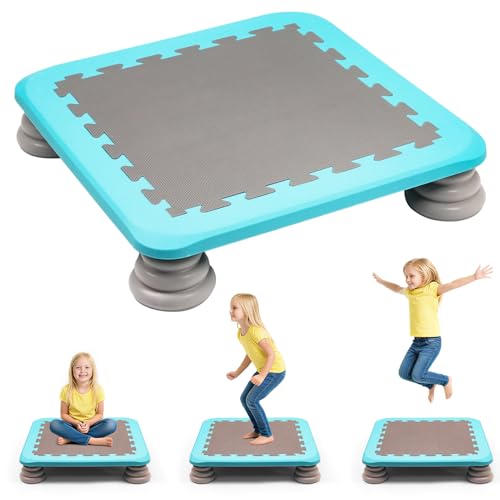 Mini Trampoline for Kids, 25 Inch Toddler Trampoline Bounce Board Indoor Outdoor with Non-Slip Base, Balance and Bounce Jumping Sensory Toy for 3-12 Boys & Girls Autistic Kids Training Equipment - color: Blue