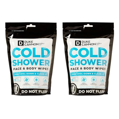 Duke Cannon Cold Shower Cooling Field Towels – Menthol Body Wipes for Men, No Rinse Face & Body Cleansing Wipes, 15 Individually Wrapped Towels (2 Pack) - size: 15 Count (Pack of 2)