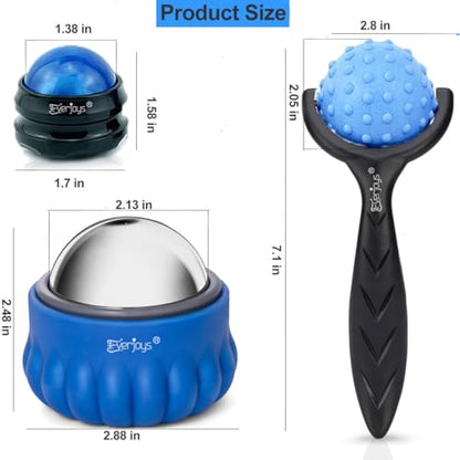 Massage Ball Roller Set– Ice Cold and Hot for Deep Tissue and Sore Muscle Relief of Stiffness and Stress, Body, Neck, Back, Face, Eyes,Plantar, Foot