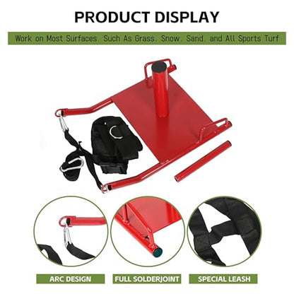 ECOTRIC Fitness Sled with Padded Harness for Athletic Exercise and Speed Improvement - Fits 1-2" Plates