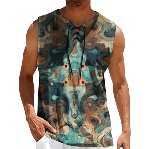 domirica Mens Summer Casual Sleeveless Shirts Plus Size Oversized Trendy Lightweight Pull On Tank Top - color: Aqua, size: Medium