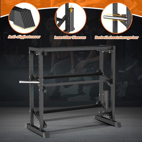 PLKOW Adjustable 3-Tier Dumbbell Rack for Home Gym Weight Storage - color: Deep Black