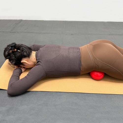 Massage Ball Smooth Ball Set (Pair) - Adjustable Firmness Massage Roller Ball for Back and Neck Massage - for Sensitive Soft Tissue Deep Muscle Gentle Relief (Red) - color: Red