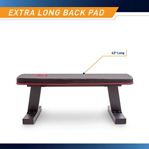 Marcy Flat Utility Weight Bench for Home Gym Weight Training and Ab Exercises - color: Deluxe - Red Trim